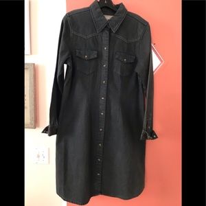 Western Denim dress, snap buttons, western yoke